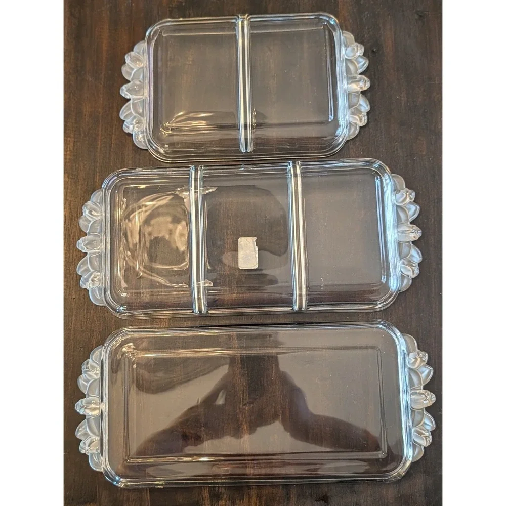 3 Vintage Mikasa‎ Walther-glas Satin Rose Crystal Serving Tray Platter Germany